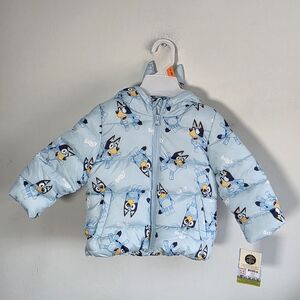 Bluey Kids Light Blue Puffer Jacket 12-18M NEW
